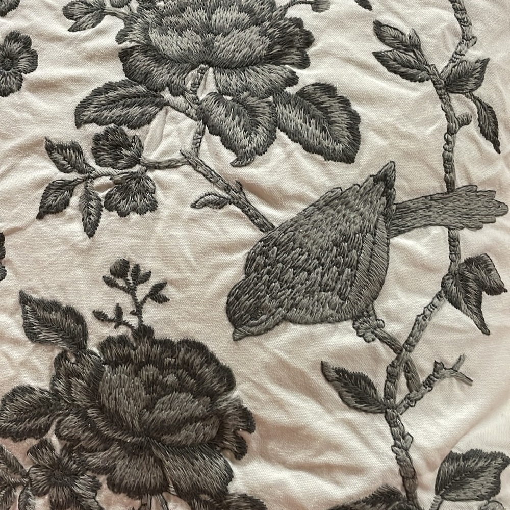 IKEA Floral Embroidered Decorative Bird Throw Pillow - Picture 3 of 9